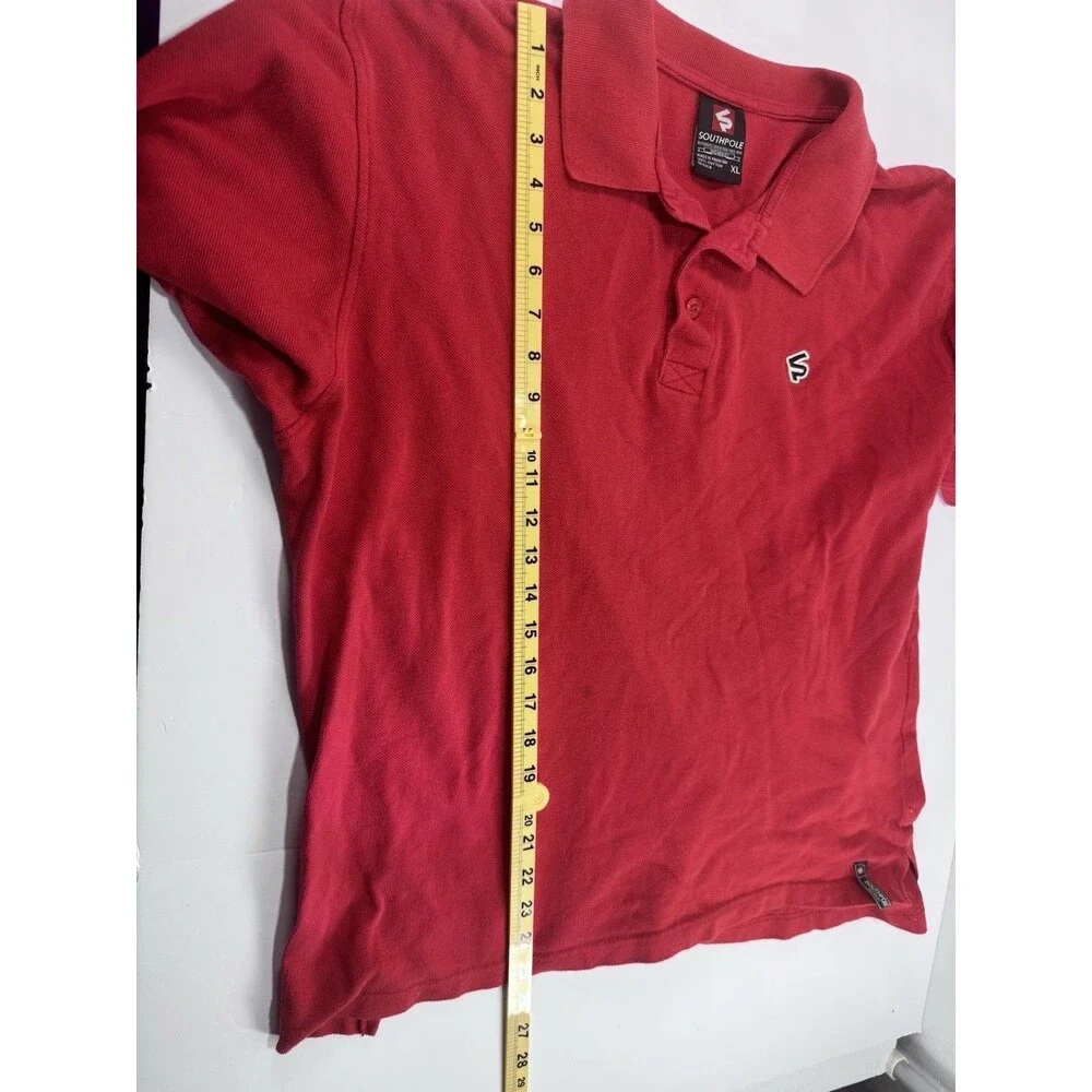 Southpole Mens XL Red Short Sleeve Pique Cotton Polo Shirt Y2K Streetwear XL Red